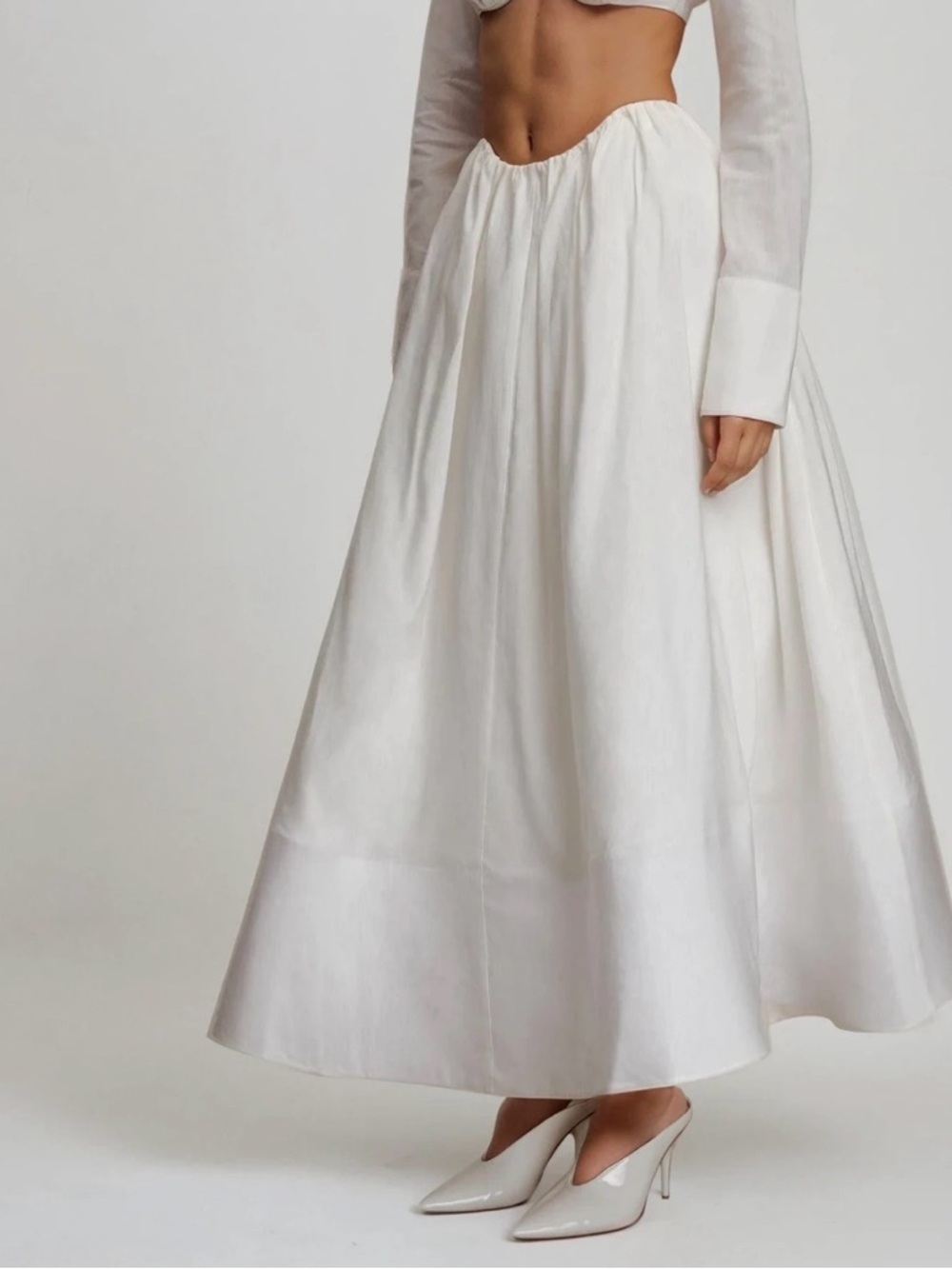 Innovare Denim Diklah Elegant White Full-Length Women’s Skirt